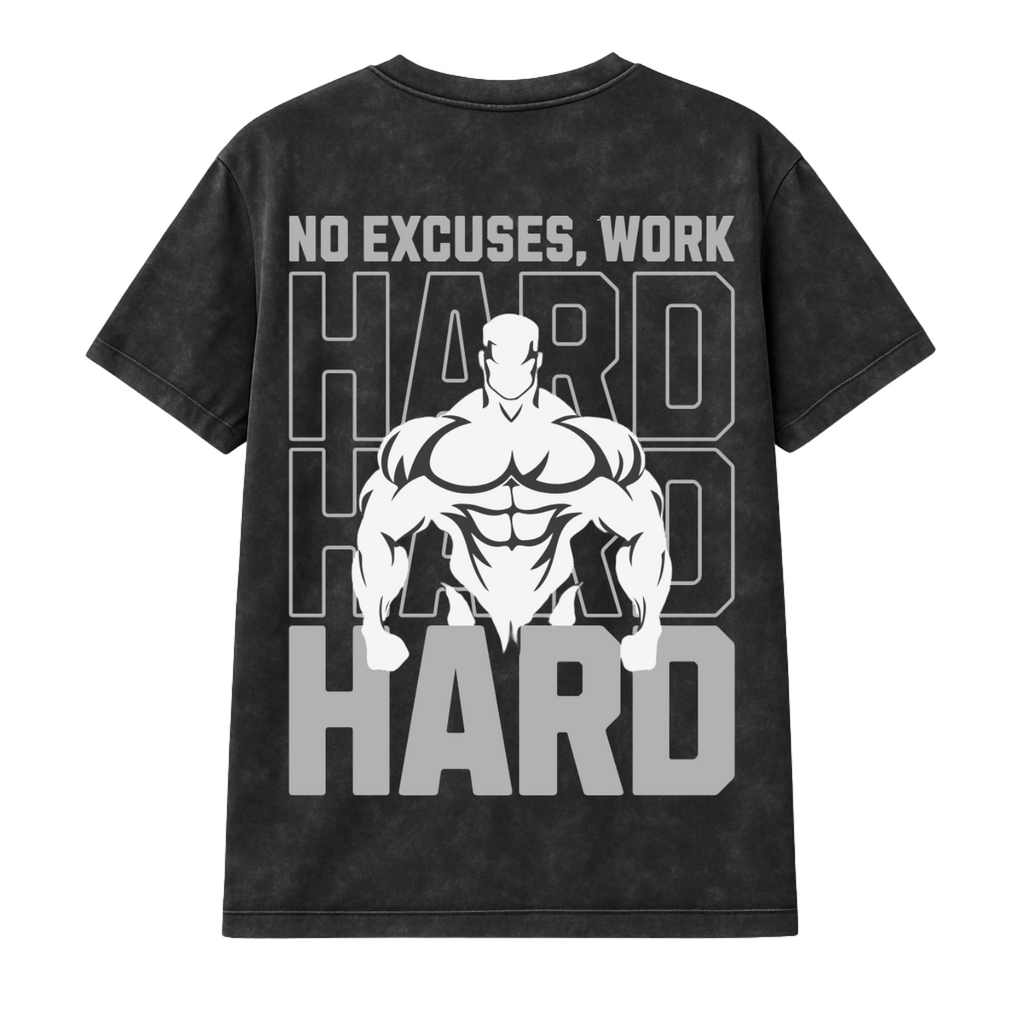 No Excuses, Just Results. Work Hard Oversized Gym Tee