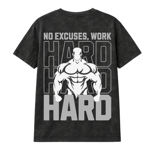 No Excuses, Just Results. Work Hard Oversized Gym Tee