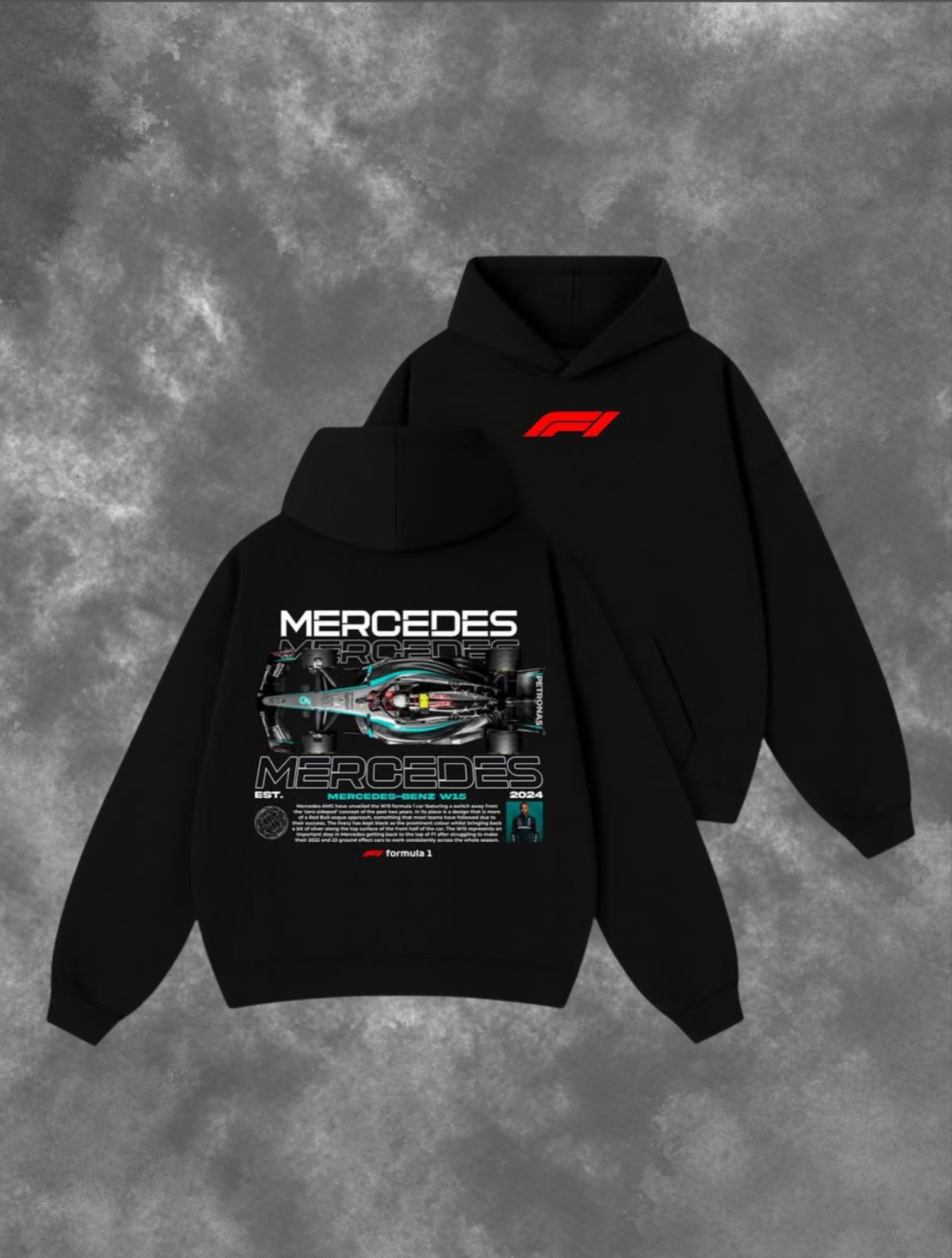 “Mercedes AMG F1” Racing Black Hoodie – Limited Edition